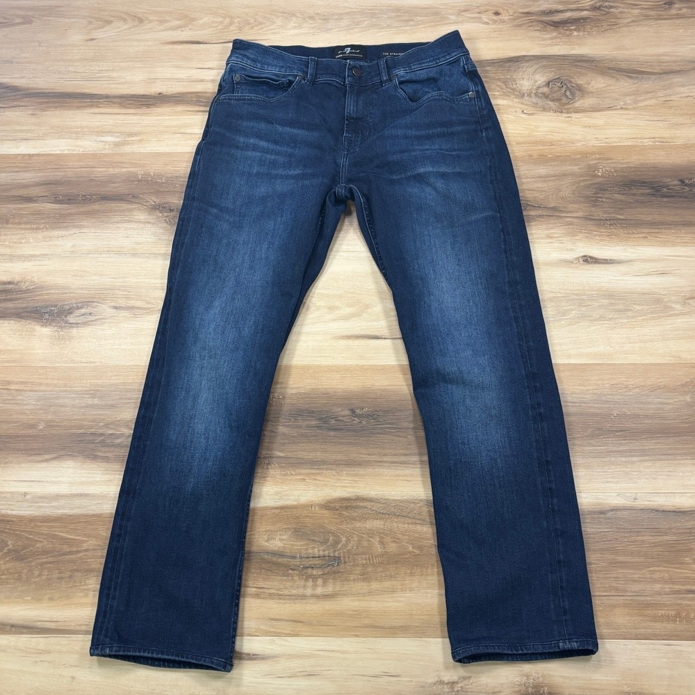 7 For All Mankind Straight Jeans Mens 30 Luxe Performance Italian Fabric Blue